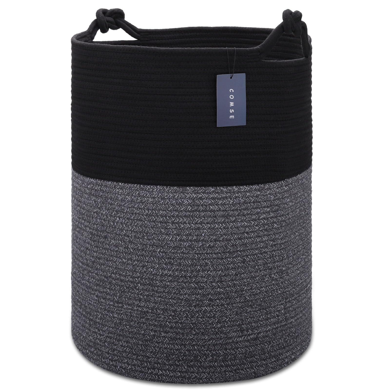 COMSE extra large blanket basket closeup weave showing sturdy cotton rope storage.