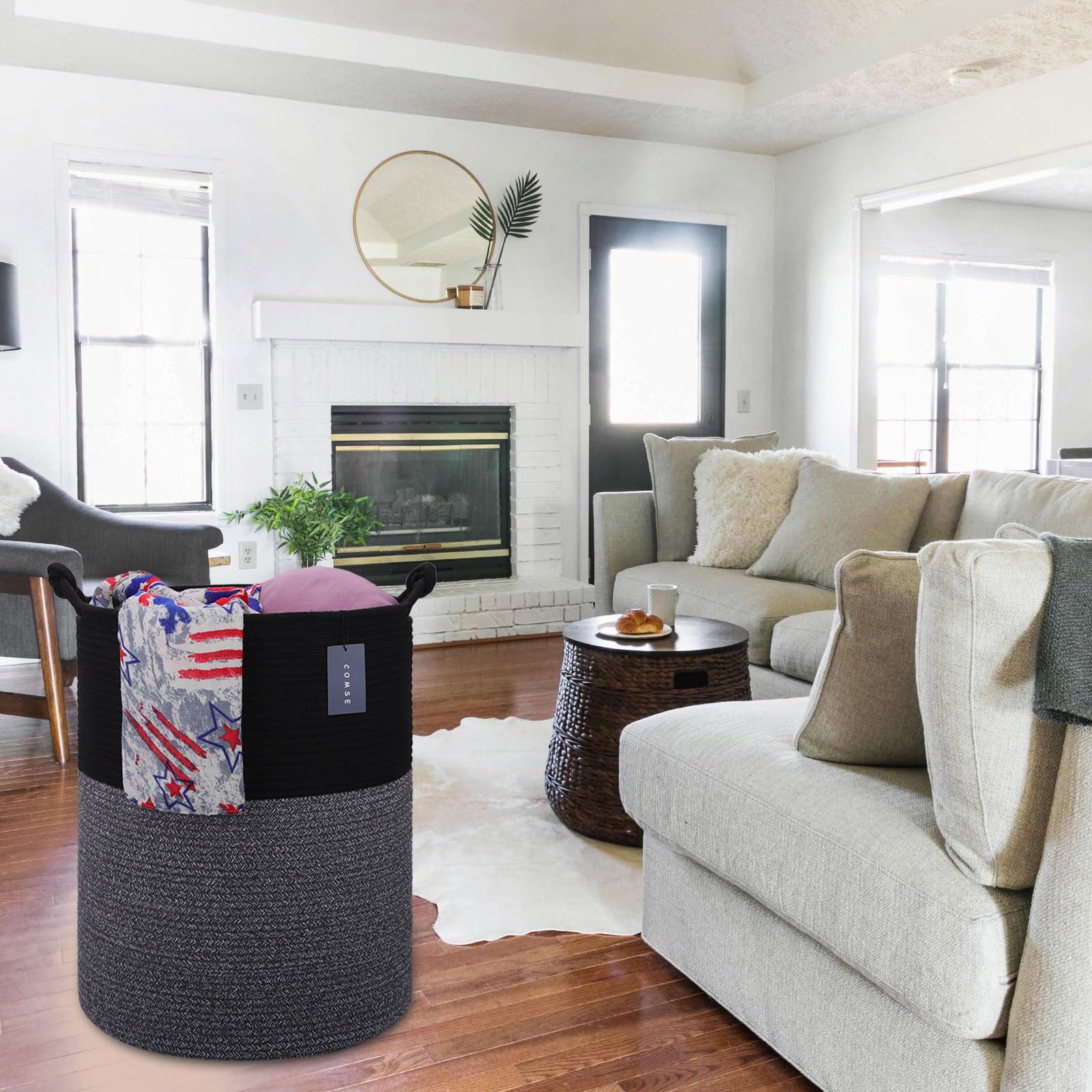 COMSE extra large blanket basket laundry-room use for towels and clothes.