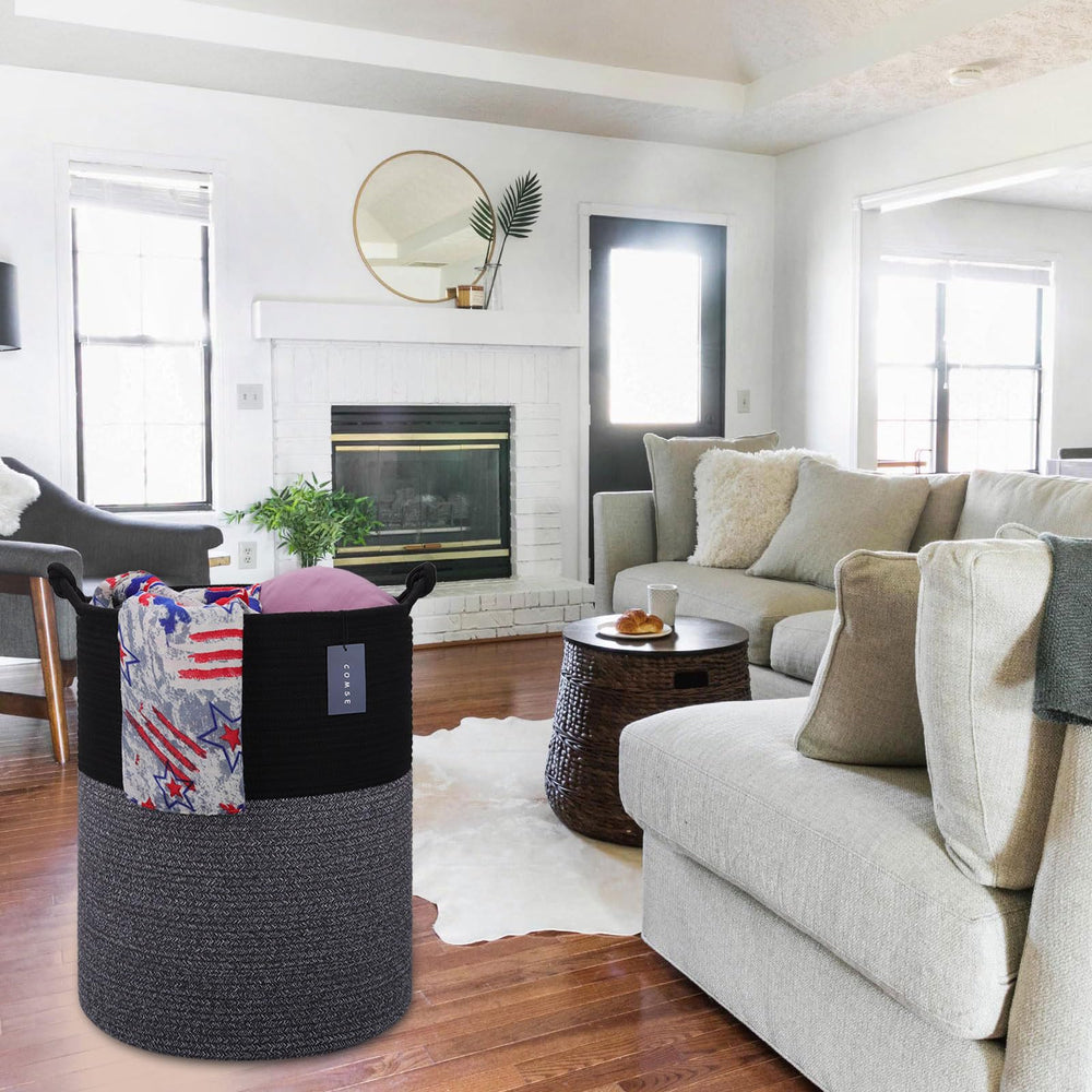 COMSE extra large blanket basket laundry-room use for towels and clothes.