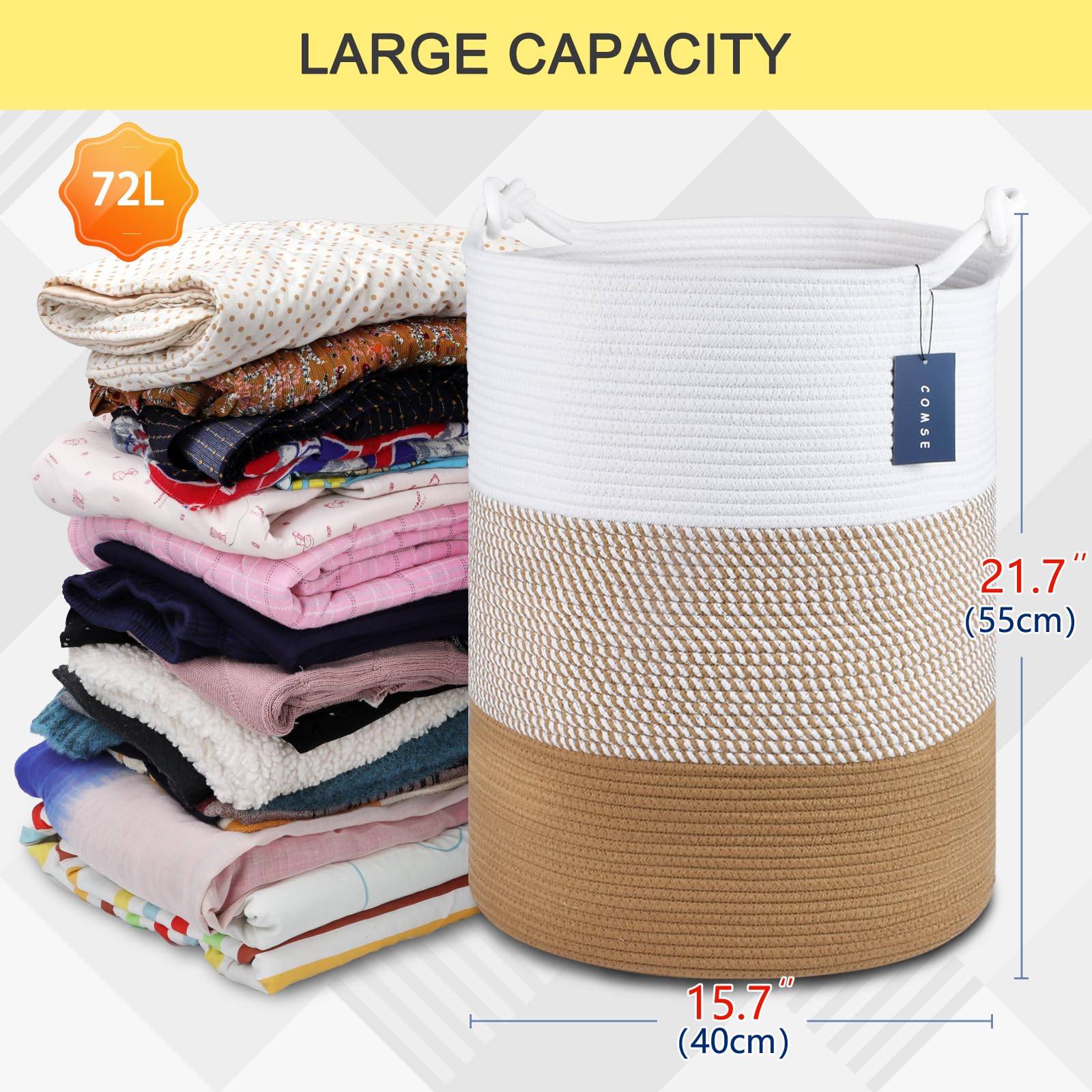 COMSE Extra Large Blanket Basket in nursery scene offers organized toy and clothing storage