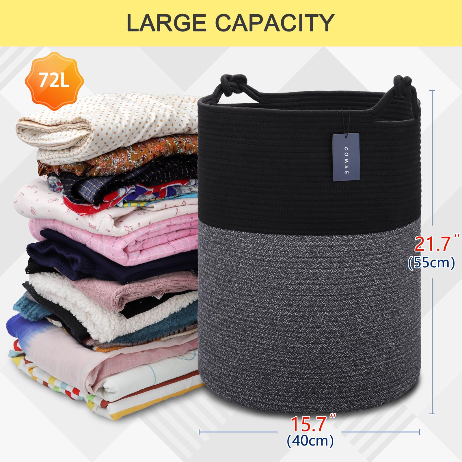 COMSE extra large blanket basket piled blankets highlights soft-touch fabric and organization.