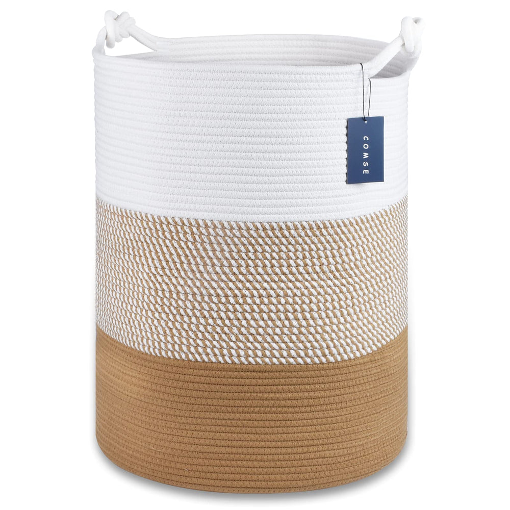 COMSE Extra Large Blanket Basket texture closeup highlights durable cotton rope for everyday storage