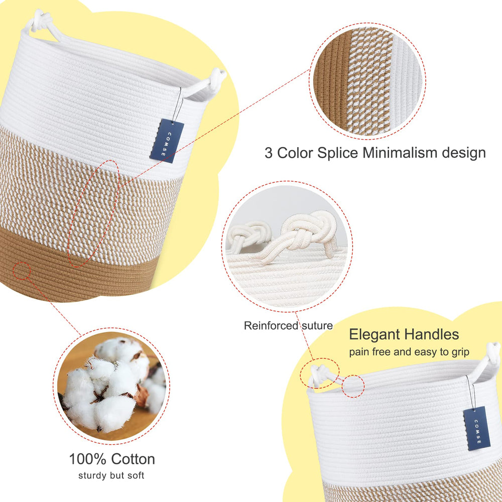 COMSE Extra Large Blanket Basket towels and clothes storage in a tidy bin