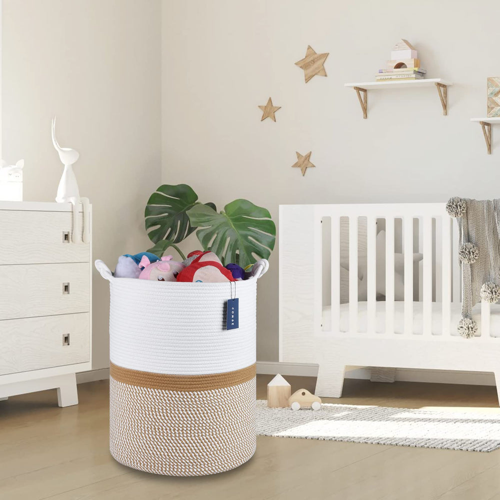 COMSE foldable blanket basket transport folded flat for storage and transport