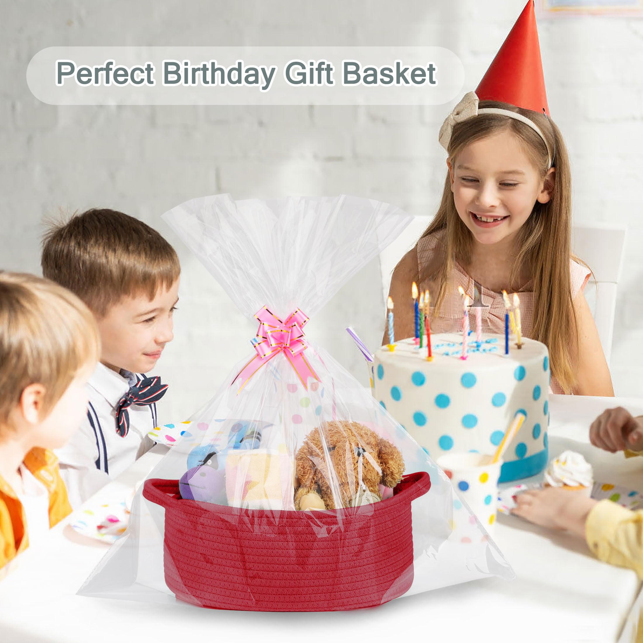 COMSE gift basket with clear cellophane bag and ribbons for instant gifting.