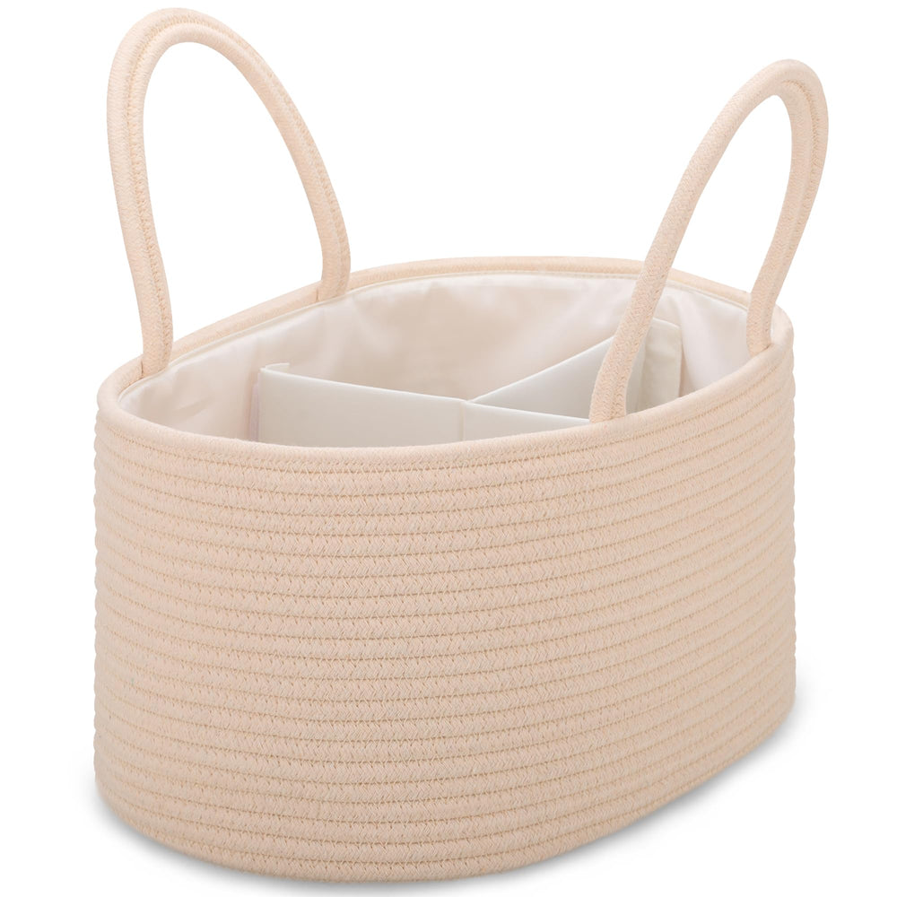 COMSE diaper caddy with handles and dividers, perfect for organizing baby essentials.