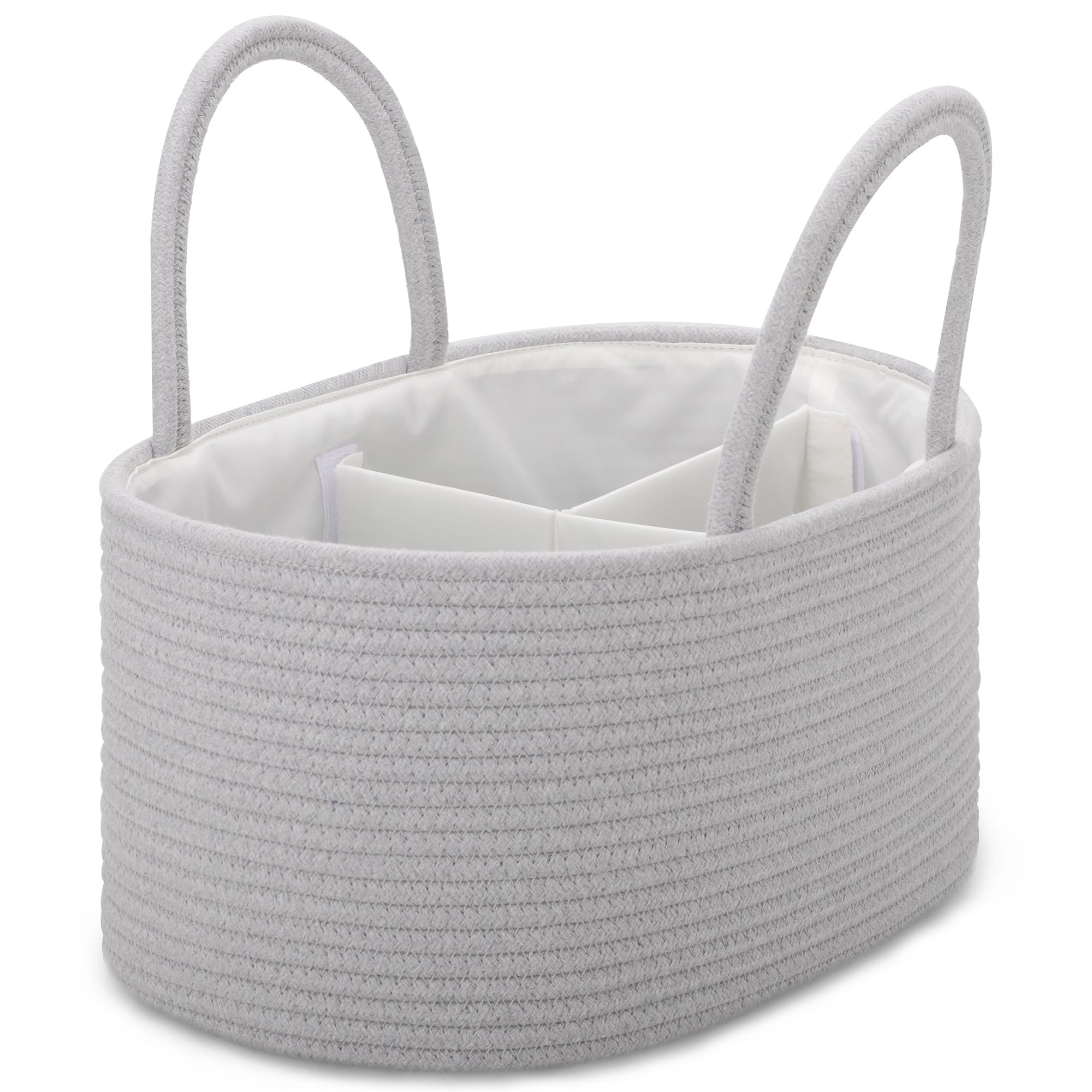 COMSE large diaper caddy with handles on a changing table for easy nursery storage