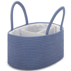 COMSE large diaper caddy close-up shows durable cotton rope and organized compartments for quick access.