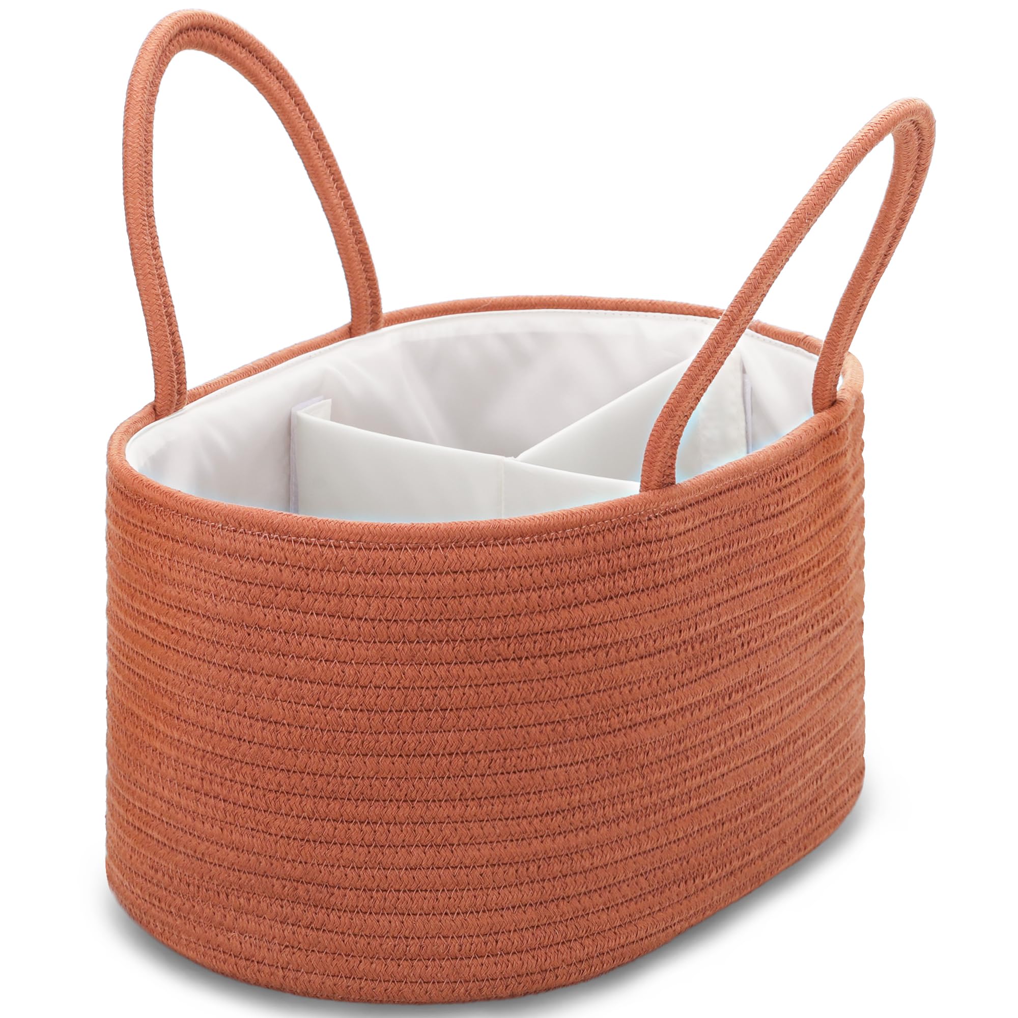 COMSE large diaper caddy side view with spacious compartments for baby essentials