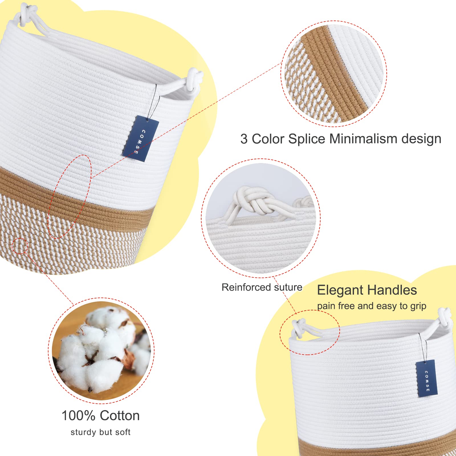 COMSE laundry basket neutral design blending into any room