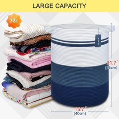 COMSE tall cotton rope basket in nursery organizing clothes and toys.