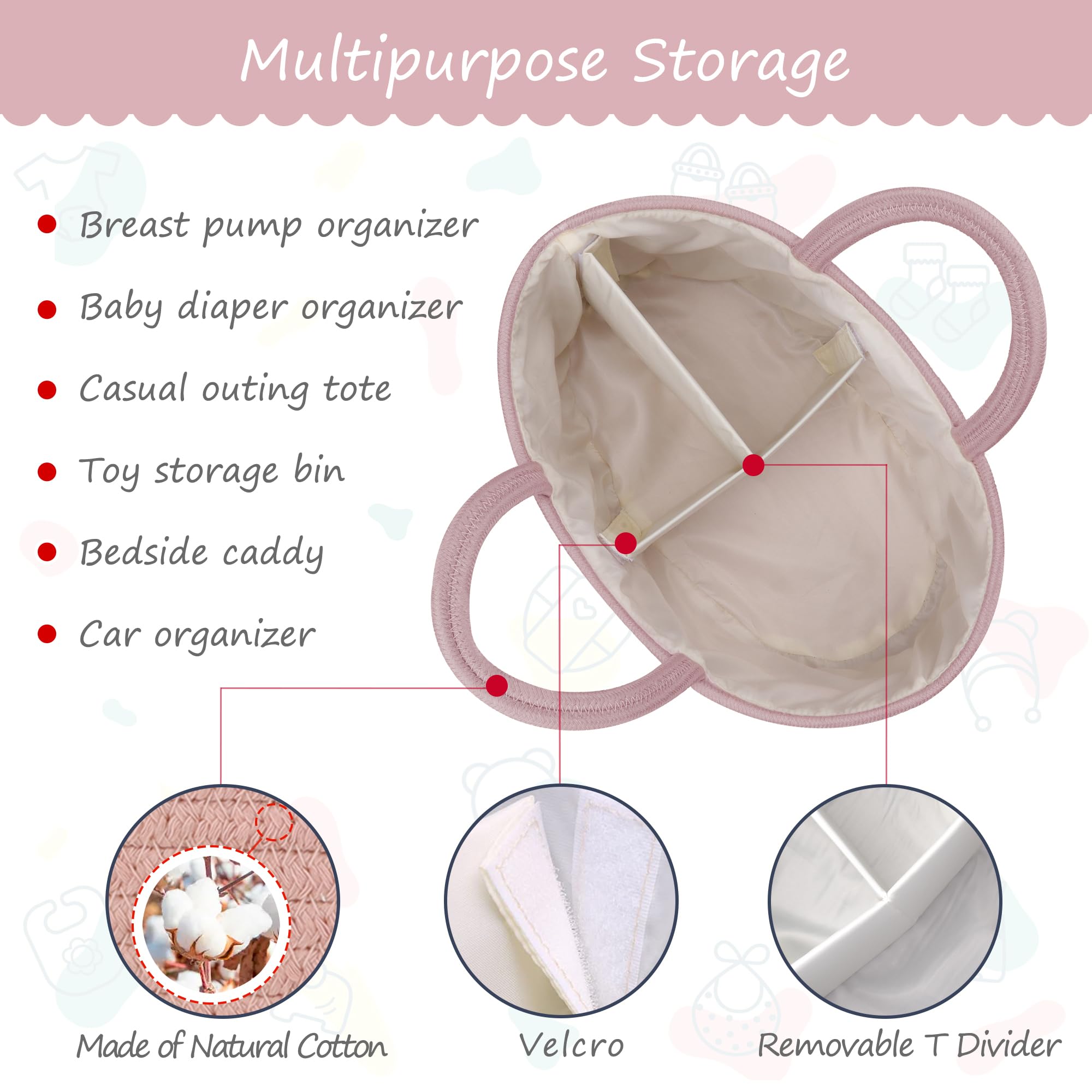 COMSE multi-purpose baby basket can store toys or toiletries.