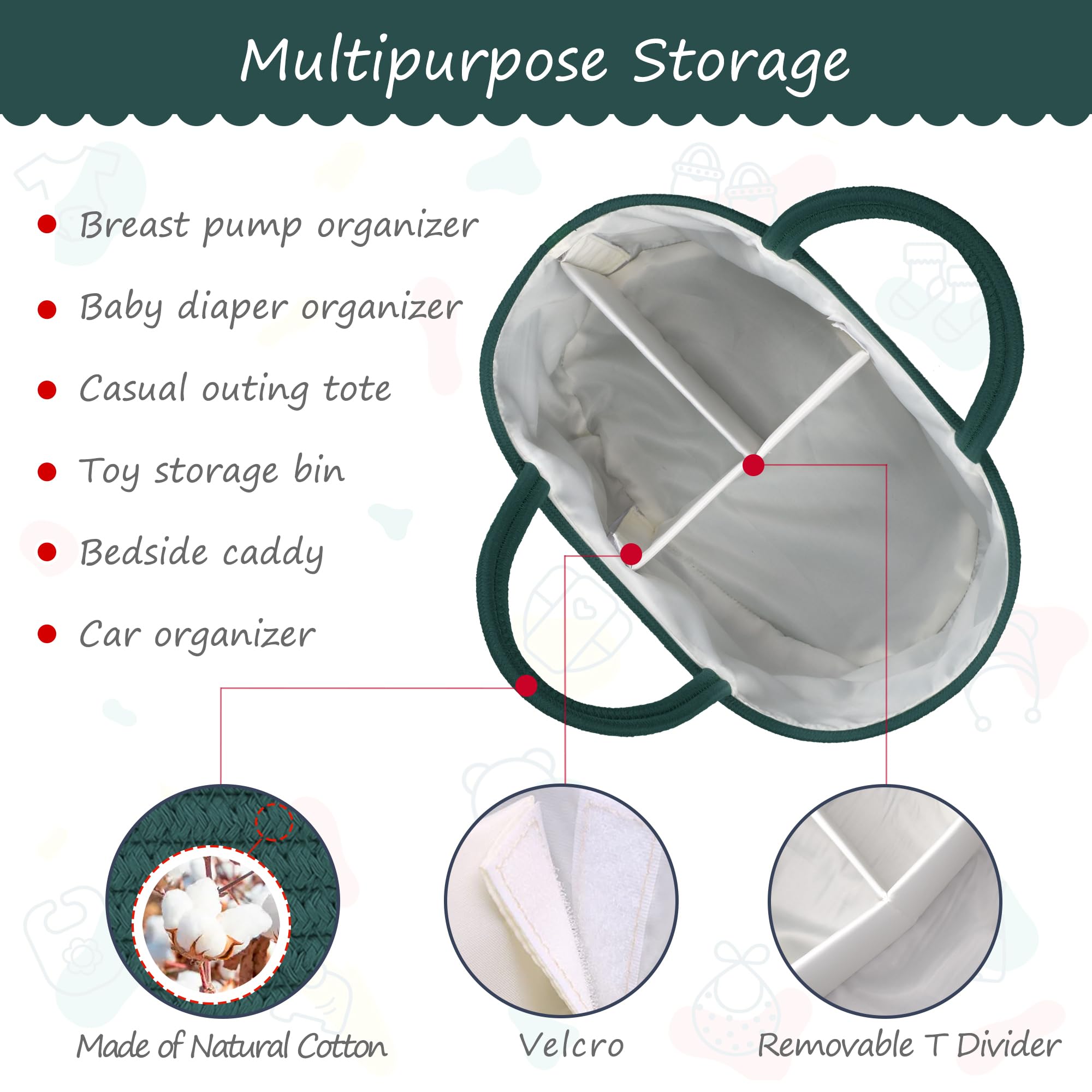 COMSE multi-purpose baby caddy doubles as toy storage and crafting tote.