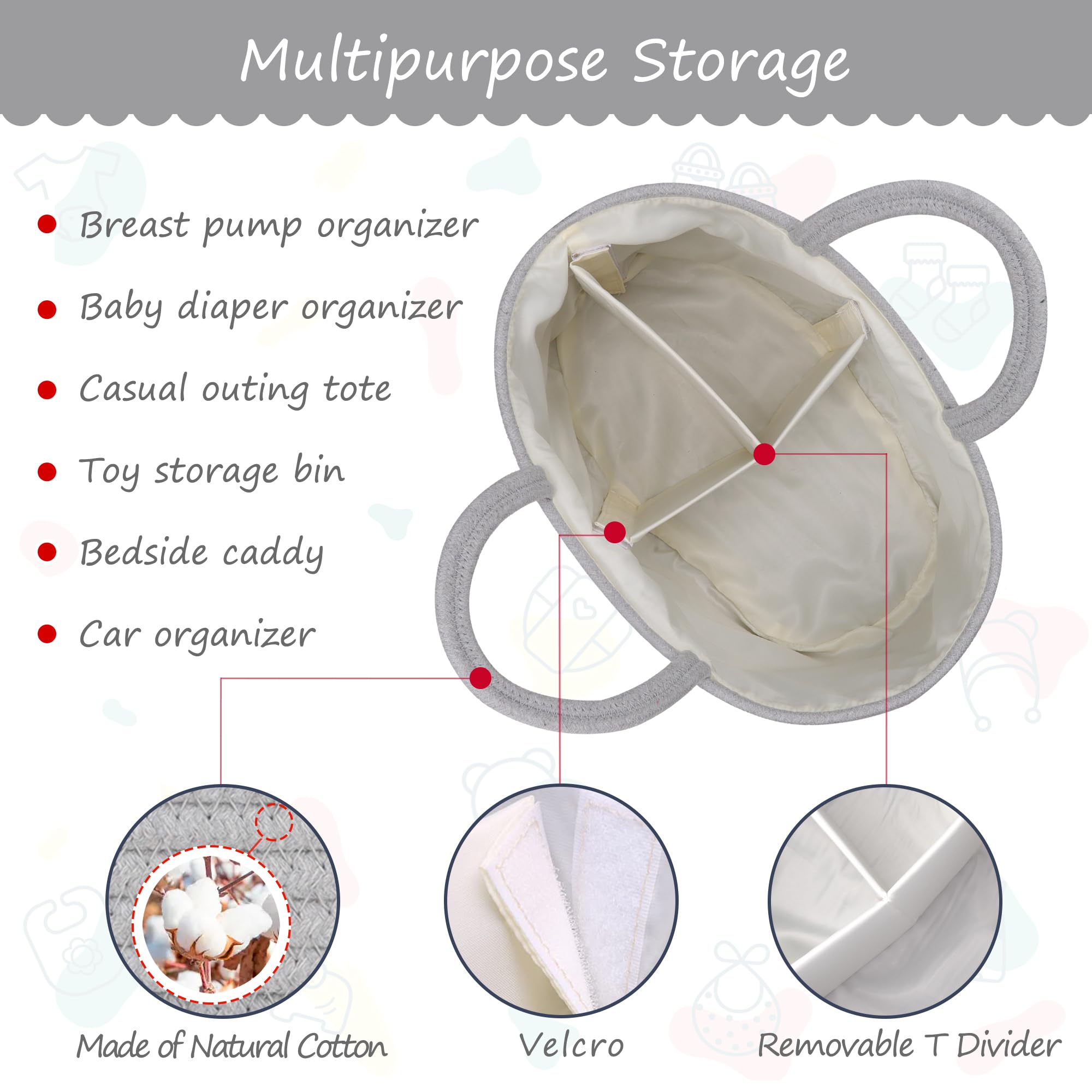 COMSE nursery basket doubles as toy storage bin for playtime cleanup