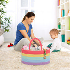 COMSE Rainbow diaper caddy on changing table for tidy diaper station