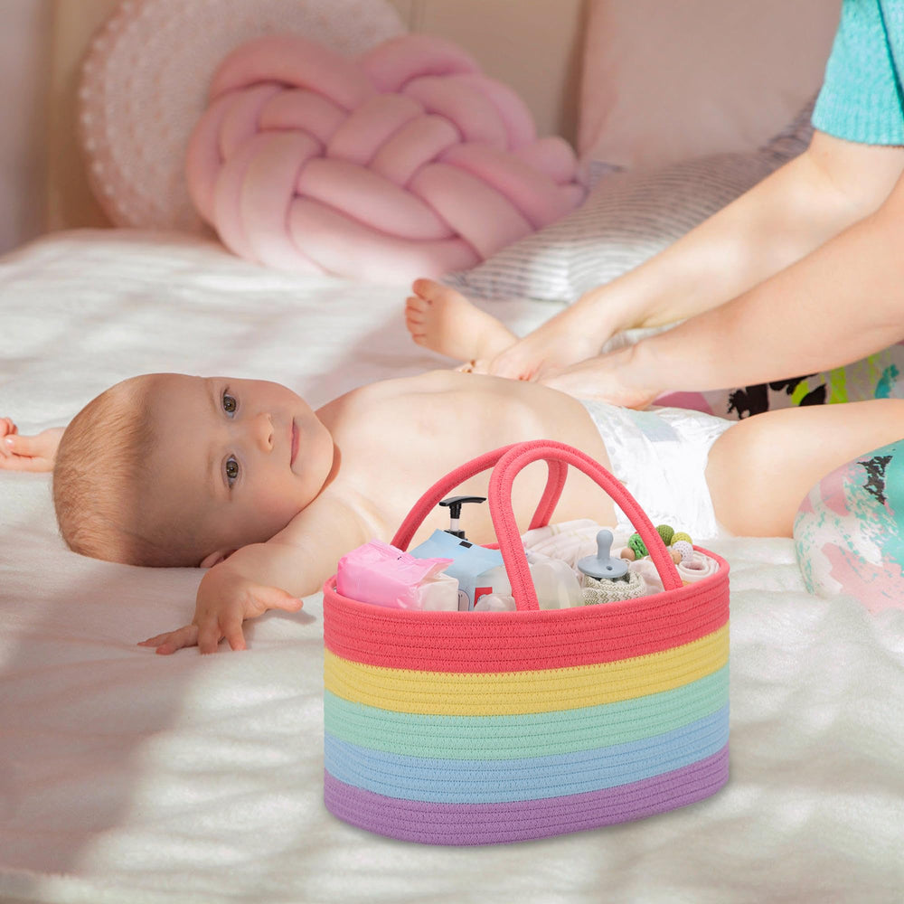 COMSE Rainbow gift-ready diaper caddy suitable as baby shower gift