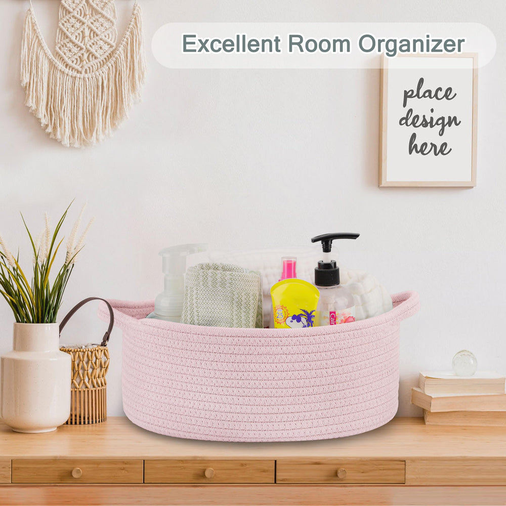 COMSE room organizer basket stores remotes, keys, and small essentials.
