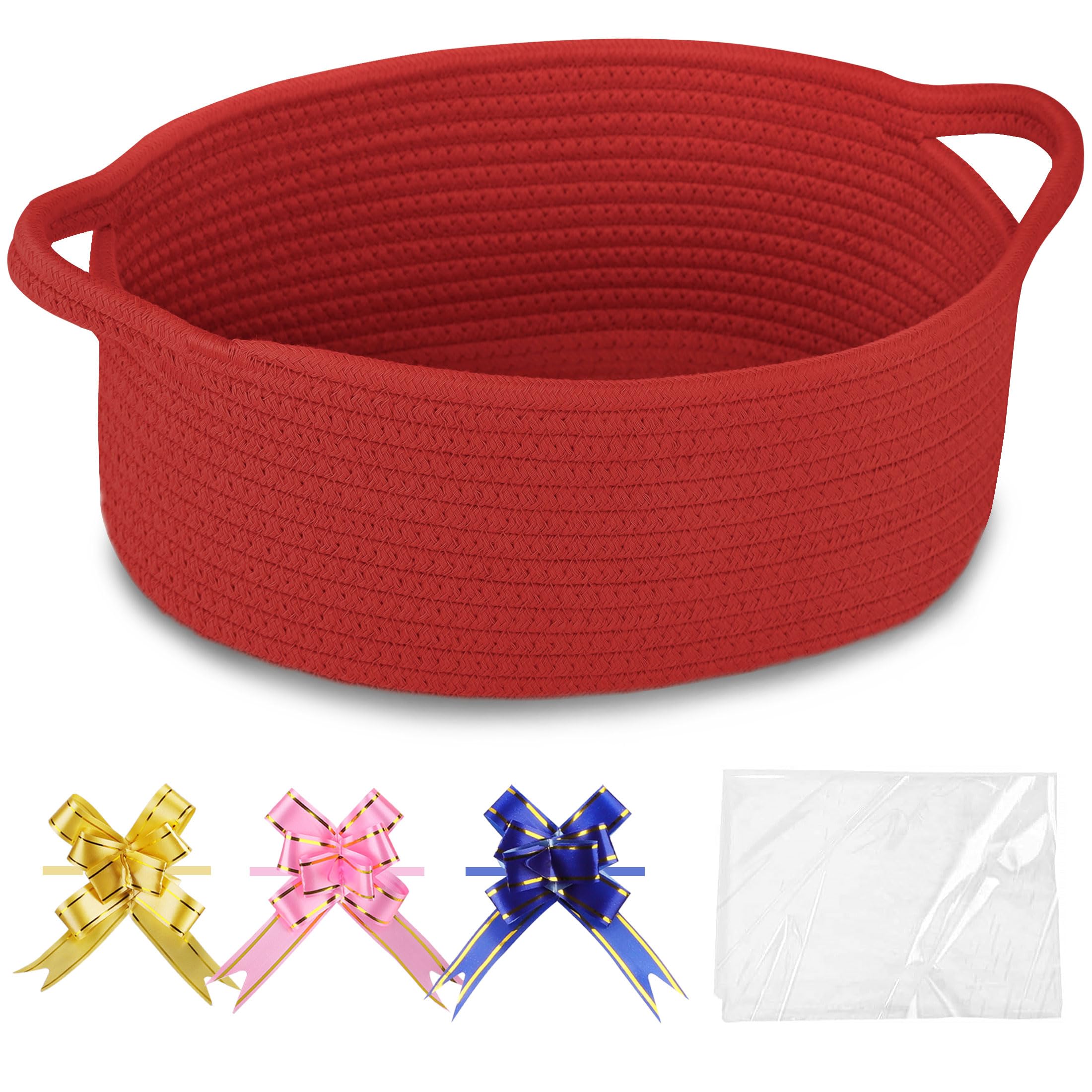 COMSE small woven basket with gift bags for compact storage and gift-ready presentation.