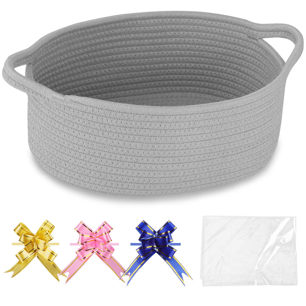 COMSE small woven basket with gift bags ready for gifting
