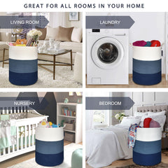 COMSE tall woven storage basket side angle highlights easy-to-move handles.