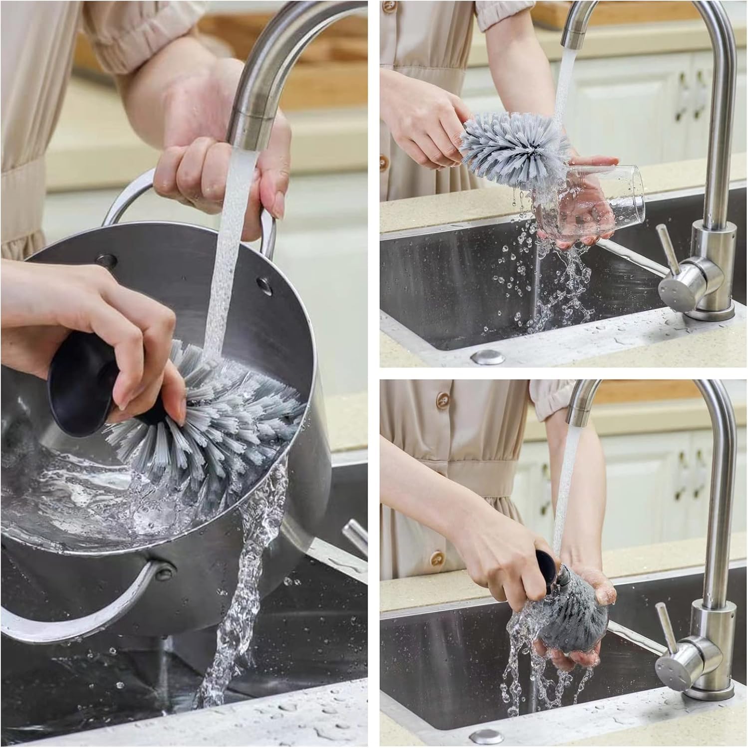 Comsnows suction-base with easy-release tab simplifies removing and storing the brush