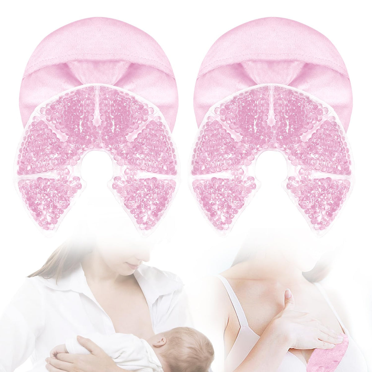CONBELLA breast ice pack 19 pink provides soothing cold relief for engorgement and swelling.