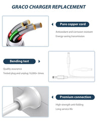 CONMDEX Graco swing adapter 5V charger provides steady 2A power for reliable operation.