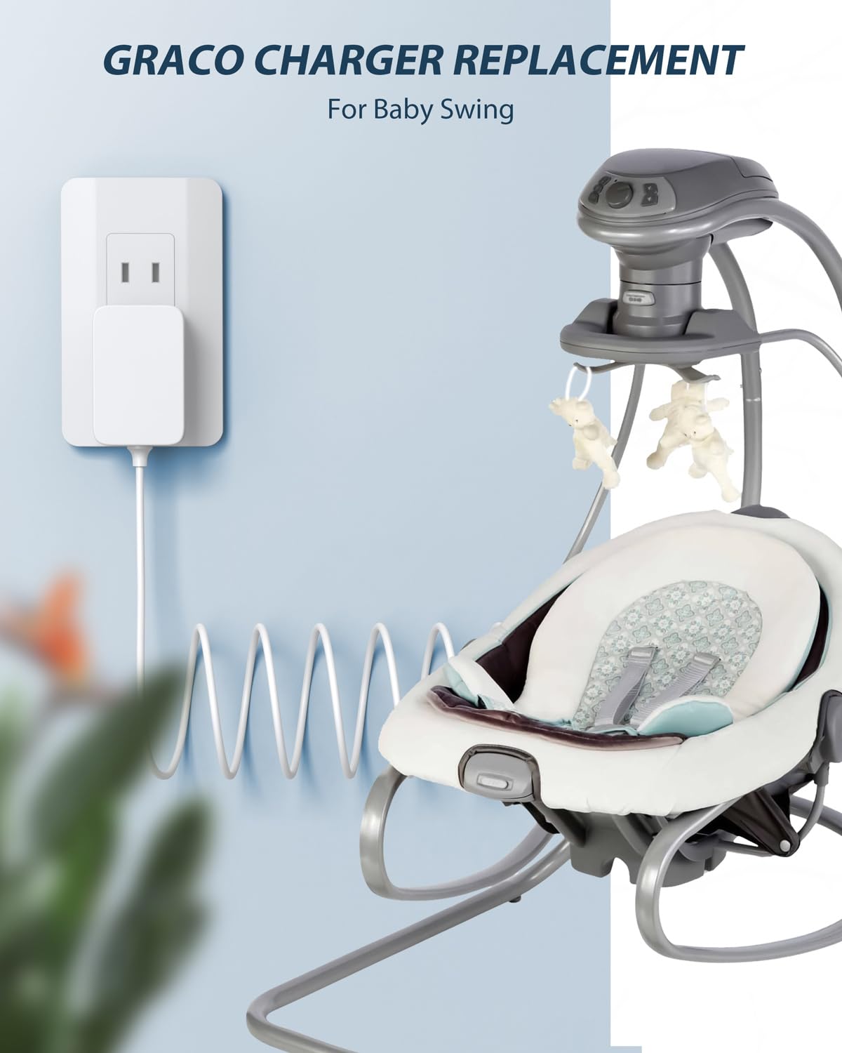 CONMDEX Graco swing cord 10ft packaged, durable UL-certified build