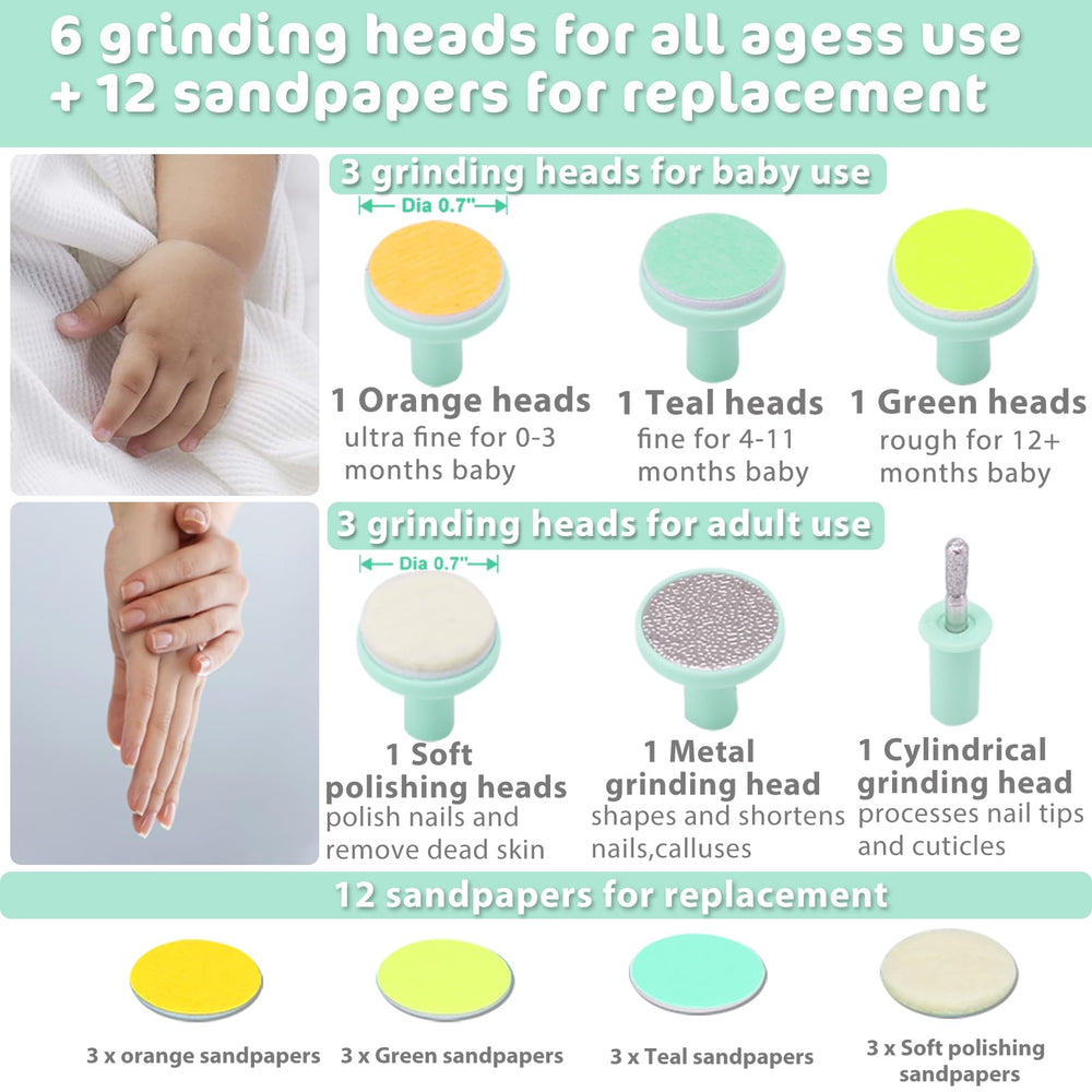 Consevisen grinding heads set with six heads for newborns to adults.