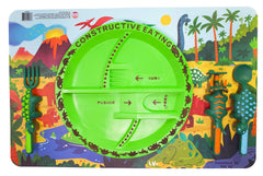 Constructive Eating dinosaur plate with divided sections for balanced meals
