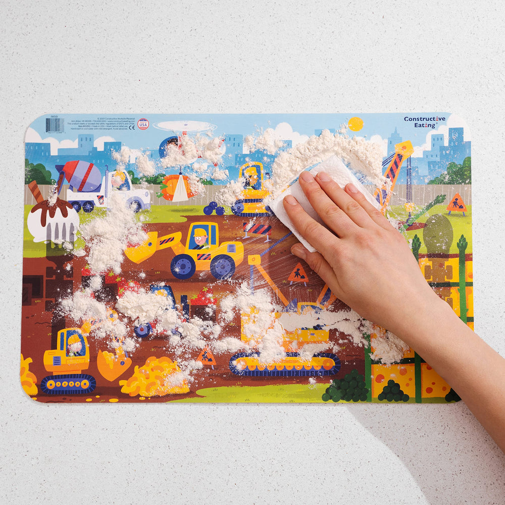 Constructive Eating divided plate supports organized portions during kids' meals.