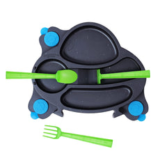 Constructive Eating Divided Suction Plate securely sticks to high chairs and tables.