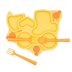 Constructive Eating divided suction plate clings to surfaces for mess-reducing meals