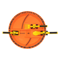Divided toddler plate by Constructive Eating showcases portion-control-friendly design.