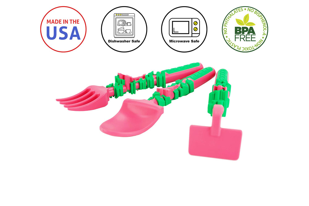 Constructive Eating set on table illustrates colorful, engaging mealtime.