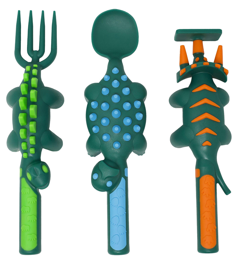 Constructive Eating toddler spoon close-up highlights kid-friendly design