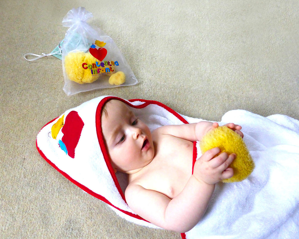 Contented Infant family-use sponges for adults shown, versatile for multiple baths