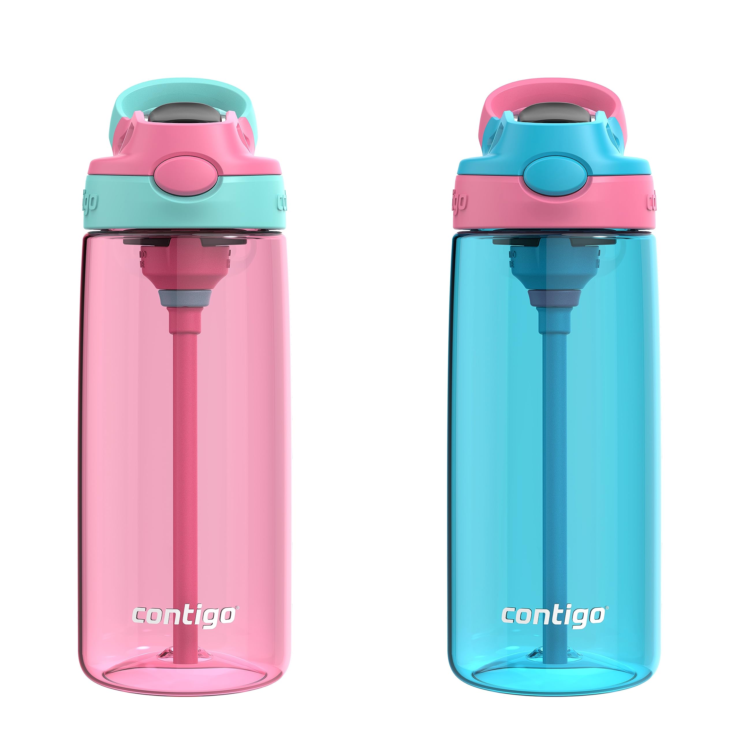 Contigo Aubrey bottle Azalea-Jade lid view for easy, spill-proof sipping.