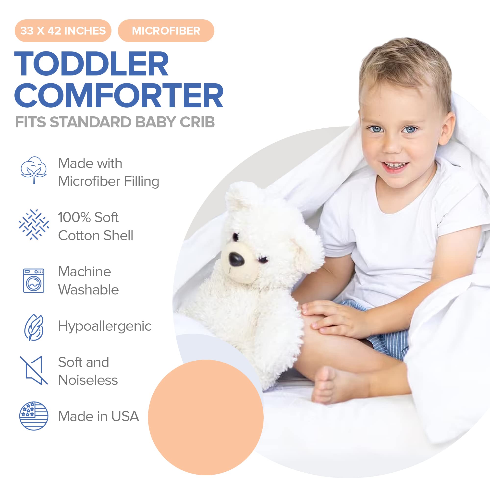Continental Bedding crib-friendly 33x42 size shown for versatile use