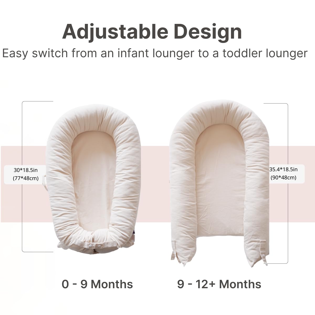 CooCooBaby adjustable ends support growing babies through tummy time and sitting up.