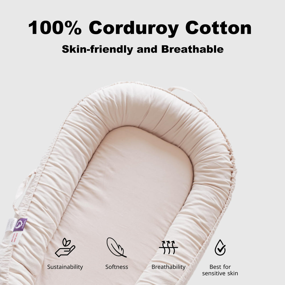 CooCooBaby baby nest closeup soft cotton highlights plush texture for soothing, everyday napping and lounging.