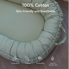 CooCooBaby baby nest cover closeup shows breathable fabric and secure fit
