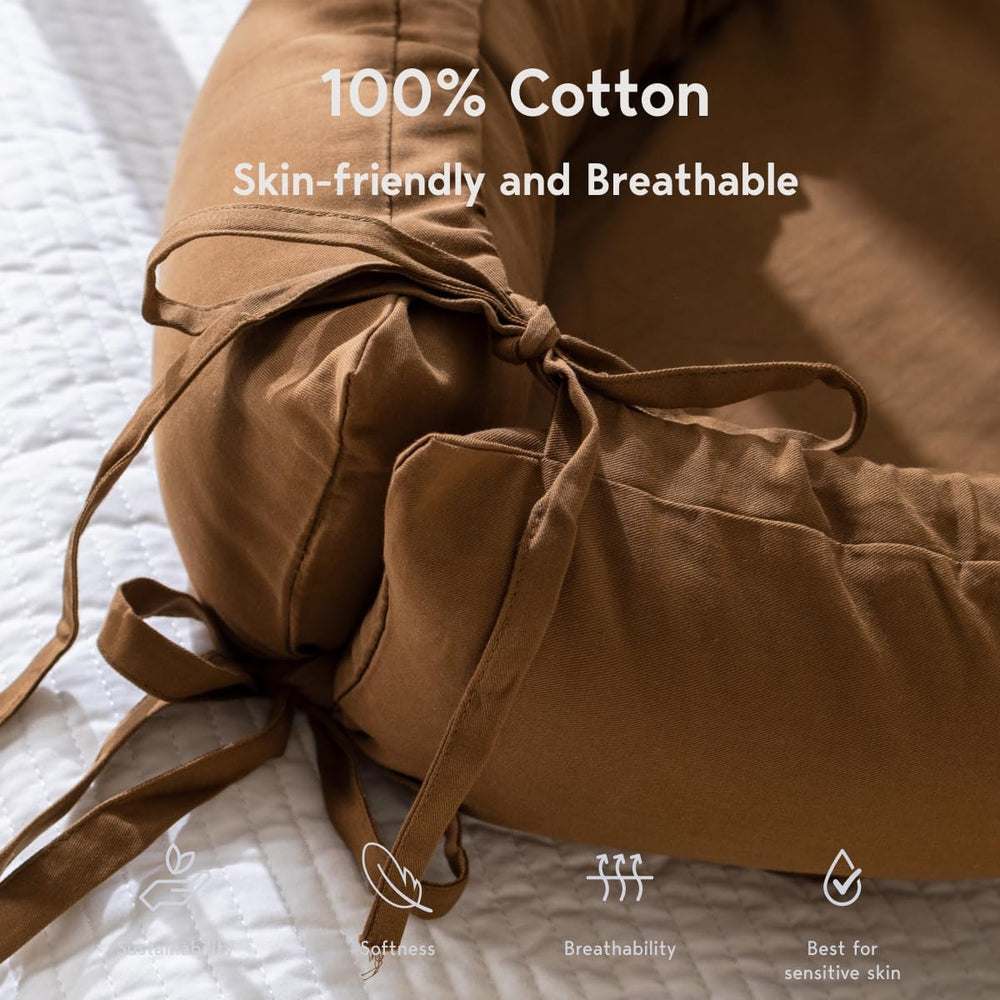 CooCooBaby baby nest cover soft texture emphasizes gentle support during play and rest.