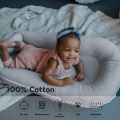 CooCooBaby Deluxe Lounger corduroy fabric feels soft and breathable against sensitive skin.