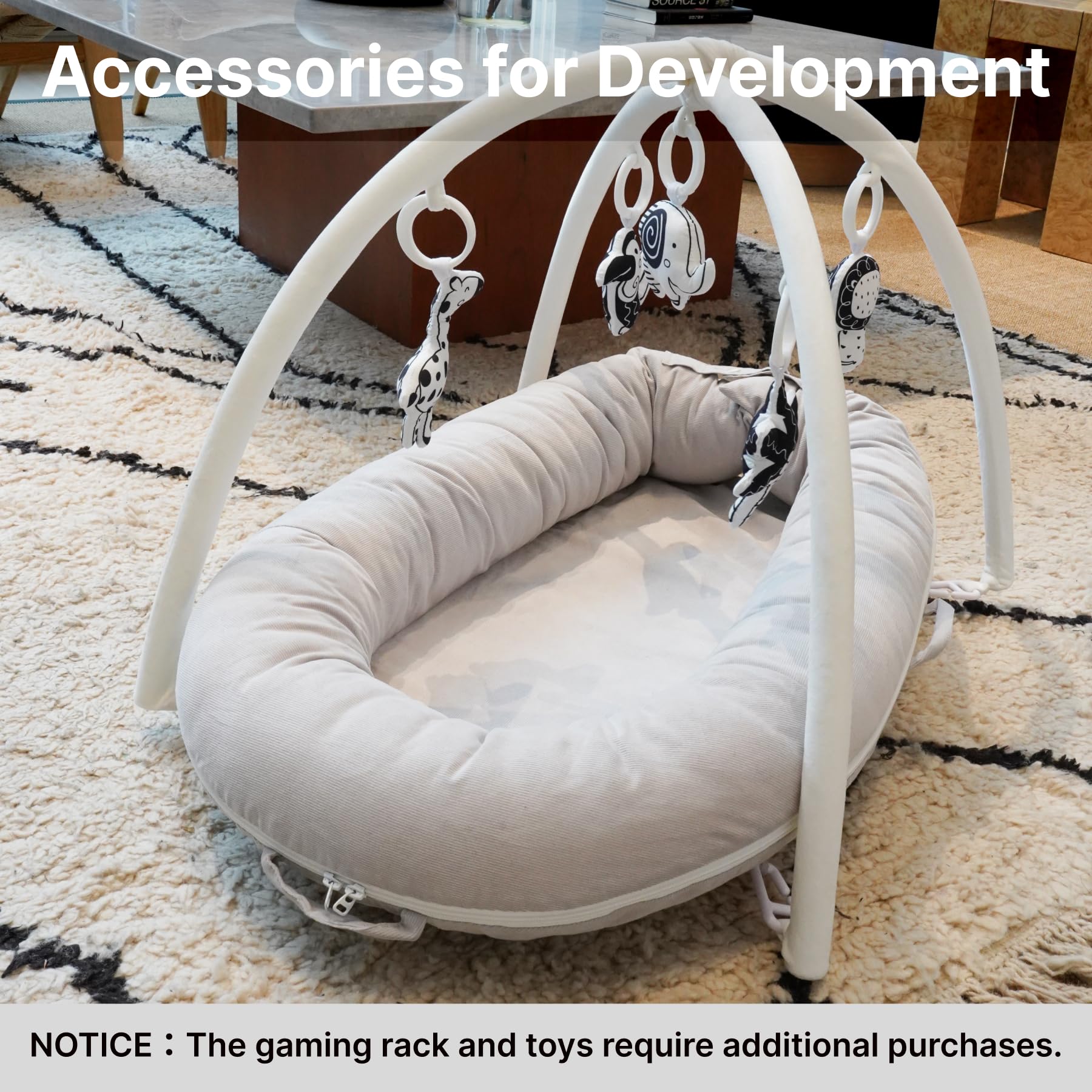 CooCooBaby lounger in Gainsboro shade complements nursery decor.