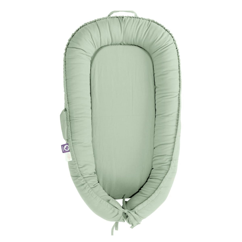 CooCooBaby infant lounger front view highlights soft 100 percent cotton for newborn comfort