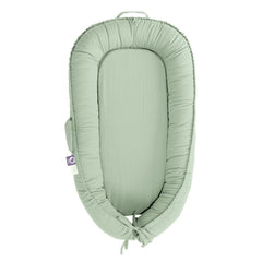 CooCooBaby infant lounger front view highlights soft 100 percent cotton for newborn comfort
