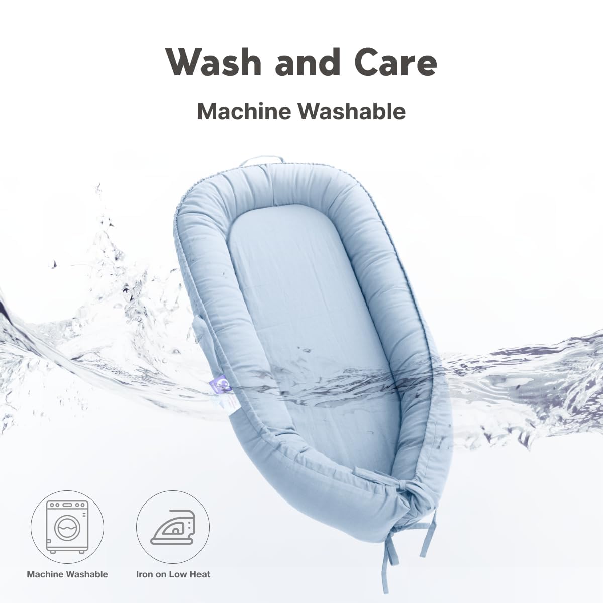 CooCooBaby infant lounger machine-washable cover for easy cleanup after daily use.