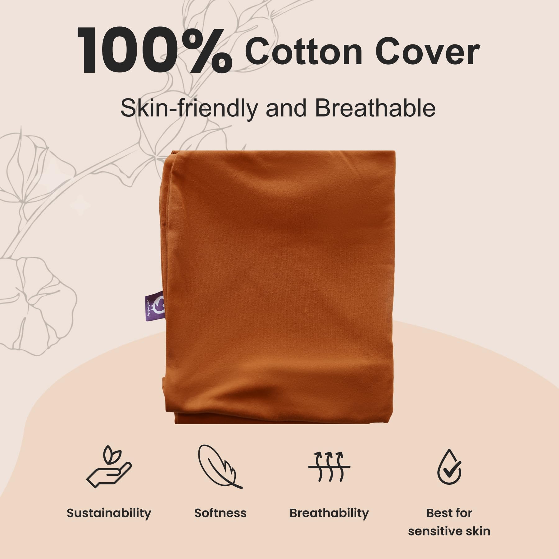 CoocooBaby lounger with removable cover for easy cleaning and care.