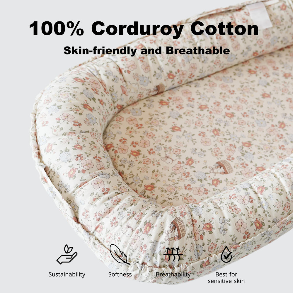 CooCooBaby infant lounger used in crib demonstrates safe lounging space for peaceful naps.